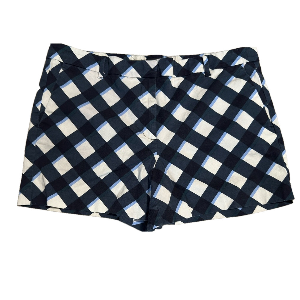 Ann Taylor Devin Fit Blue & White Gingham Shorts Women’s Size 14